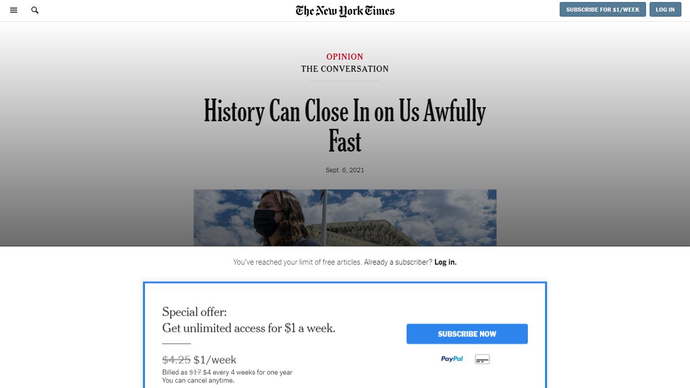 History Can Close In on Us Awfully Fast - The New York Times