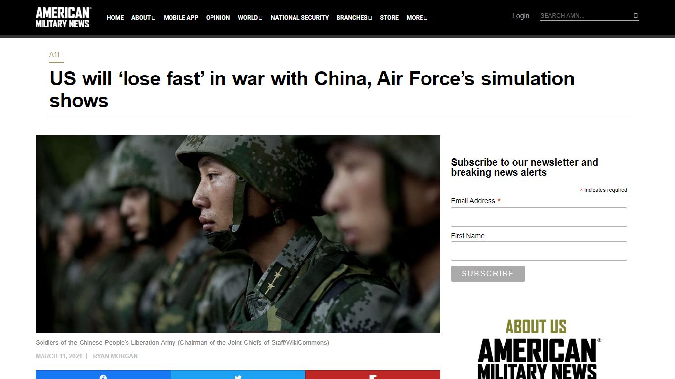 US will 'lose fast' in war with China, Air Force's simulation shows