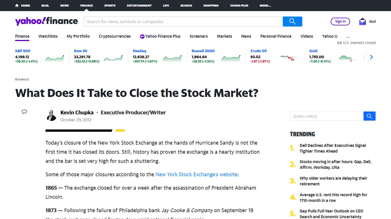 What Does It Take to Close the Stock Market? - Yahoo!